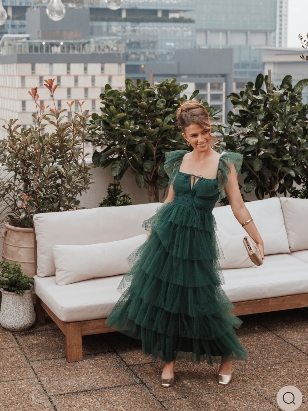 Emerald Tiered Tulle Maxi Dress - Picture 2 of 4